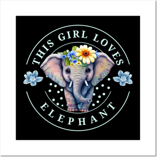 this girl loves elephant cute baby colorful elephant Posters and Art